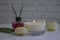 Home perfume, candle,  design composition   aromatic   tulip flower