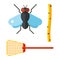 Home pest control expert vermin exterminator service insect thrips equipment flycatcher flytrap vector illustration.