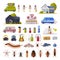 Home Pest Control Service Set, Exterminating and Protecting Equipment, Harmful Insects Vector Illustration