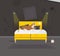 Home Pet Destroyer Lies on Bed  illustration
