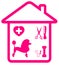 Home pet services symbol with poodle and grooming