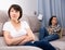 Home quarrel between friends woman