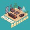 Home redesign. Isometric. Fragment of the interior. Vector 3d illustration.