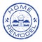 Home remodel stamp. House repair company logo on grunge background