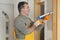 Home renovation, caulking door with silicone