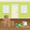 Home renovation and repainting, move into a new home vector illustration.