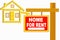 Home for rent sign board with post and home icon design