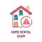 Home rental scam color line icon. Illegal action. Using high-pressure tactics to get victims to pay the rent in advance.Pictogram