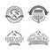 Home repair panting service design labels set with black tools icons isolated vector illustration.