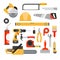 Home repair tools vector icons. Working repair tools for repair