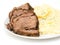 Home roast beef slices with mashed potatoes