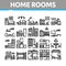 Home Rooms Furniture Collection Icons Set Vector