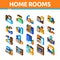 Home Rooms Furniture Isometric Icons Set Vector