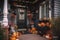 The home\\\'s porch is adorned with colorful pumpkins and holiday decorations, creating the perfect atmosphere for Halloween