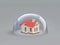 Home safety. House under glass dome