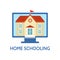 Home schooling, home education, homeschooling online concept vector illustration on white background. Quarantine learning at home.