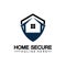 Home secure logo, smart house logo design,Home protection logo design template. Vector shield and house logotype illustration