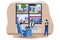 Home security camera monitors in police office with secure clever house thief guard alarm system vector illustration.