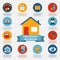 Home security infographic blocks composition
