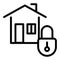 Home security line icon. House with lock vector illustration isolated on white. Safe home outline style design, designed