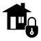 Home security solid icon. House with lock vector illustration isolated on white. Safe home glyph style design, designed