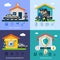 Home security system flat vector background