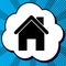 Home silhouette illustration. Vector. Black icon in bubble on bl