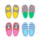 Home slippers vector icons.