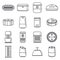 Home smart speaker icons set, outline style