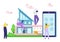 Home smartphone app, smart house technology at mobile network device concept vector illustration. Digital security and