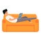 Home sofa remote work icon, cartoon style