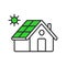 Home Solar Electric System in line design green. House, solar, system, panels, home, sunlight, sun, roof, business