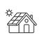 Home Solar Electric System in line design. House, solar, system, panels, home, sunlight, sun, roof, business isolated on