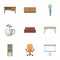 Home stool icons set, cartoon style