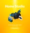 Home studio poster of isometric color design