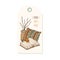 Home sweet home label tag with cozy pillow, book and autumn branches