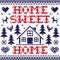 Home sweet home vector cross-stitch winter or Christmas seamless pattern - Scandinavian design with home, trees, birds and dogs