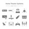 Home theater line icons. House technology