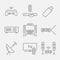 Home theater line icons. House technology
