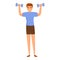 Home training dumbbell exercise icon, cartoon style