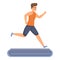 Home training running treadmill icon, cartoon style