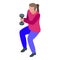 Home training woman dumbbell icon, isometric style