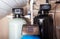 Home water filter softener system. Water purification.