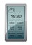 Home weather station widget. Weather station home equipment, indicated time, temperature in degrees centigrade and relative humidi