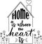 Home is where the heart is. Inspiring creative motivation quote.
