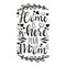 Home is where your Mom is- calligraphy text with hearts.