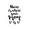 Home is where your Mom - hand drawn lettering phrase isolated on the white background. Fun brush ink inscription for photo overlay