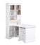 Home white wooden workstation desk and bookcase