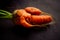 Homegrown ugly carrot on dark background