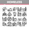 Homeless Beggar People Collection Icons Set Vector